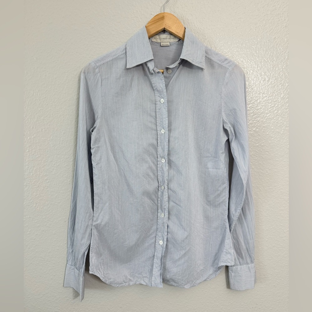 Stella McCartney Blue Striped Button-Down Top